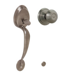 Schlage Plymouth Keyed Entry Handleset with a Georgian Interior Knob from the Plymouth Collection