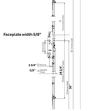 HOPPE 16mm (5/8'' faceplate), 1 3/4” Backset, 0.55” Deadbolt Throw, 24 1/4” bottom gear 2457004