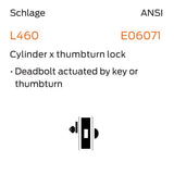 Schlage L460P Cylinder x Thumbturn Mortise Deadbolt Lock