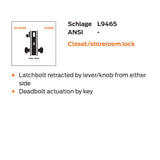 Schlage L9465P 06A Closet/Storeroom Mortise Lock with Deadbolt, 06 Lever, A Rose