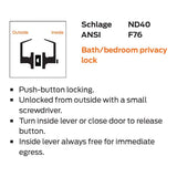 Schlage Commercial ND40S HSLR 630 Bath/Bedroom Privacy Lock, High Security Ligature Resistant Trim