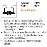 Schlage Commercial ND53BD HSLR 630 Entrance Lock, High Security Ligature Resistant Trim, SFIC Prep