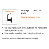 Schlage Commercial ALX170 ATH (Athens) Single Dummy Trim