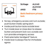 Schlage Commercial ALX40 ATH (Athens) Privacy Lever Lock
