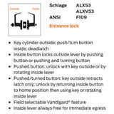 Schlage Commercial ALX53P SAT (Saturn) Entrance Lever Lock, S123 Keyway