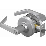 Schlage Saturn Storeroom Single Cylinder Keyed Entry Door Lever Set with Round Rose from the ALX Series