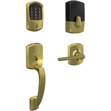 Schlage Encode Greenwich Sectional Electronic Keyless Entry Handleset with Latitude Interior Lever and Decorative Greenwich Trim