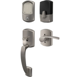 Schlage Encode Greenwich Right Handed Sectional Electronic Keyless Entry Handleset with Merano Interior Lever and Decorative Greenwich Trim