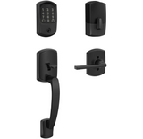 Schlage Encode Greenwich Sectional Electronic Keyless Entry Handleset with Latitude Interior Lever and Decorative Greenwich Trim