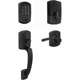 Schlage Encode Greenwich Right Handed Sectional Electronic Keyless Entry Handleset with Merano Interior Lever and Decorative Greenwich Trim