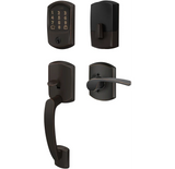 Schlage Encode Greenwich Right Handed Sectional Electronic Keyless Entry Handleset with Merano Interior Lever and Decorative Greenwich Trim