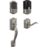 Schlage Encode Plus Camelot Right Handed Sectional Electronic Keyless Entry Handleset with Accent Interior Lever and Decorative Camelot Trim