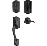 Schlage Encode Plus Camelot Right Handed Sectional Electronic Keyless Entry Handleset with Accent Interior Lever and Decorative Plymouth Trim