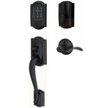Schlage Encode Plus Camelot Right Handed Sectional Electronic Keyless Entry Handleset with Accent Interior Lever and Decorative Plymouth Trim