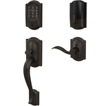 Schlage Encode Plus Camelot Left Handed Sectional Electronic Keyless Entry Handleset with Accent Interior Lever and Decorative Camelot Trim