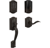 Schlage Encode Plus Camelot Right Handed Sectional Electronic Keyless Entry Handleset with Accent Interior Lever and Decorative Camelot Trim