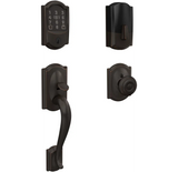 Schlage Encode Plus Camelot Sectional Electronic Keyless Entry Handleset with Georgian Interior Knob and Decorative Camelot Trim