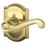 Schlage Flair Right Handed Non-Turning One-Sided Dummy Door Lever Set with Decorative Camelot Trim