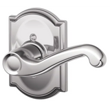 Schlage Flair Right Handed Non-Turning One-Sided Dummy Door Lever Set with Decorative Camelot Trim