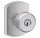 Schlage Bowery Keyed Entry Single Cylinder Door Knob Set with Decorative Greenwich Trim