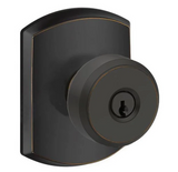 Schlage Bowery Keyed Entry Single Cylinder Door Knob Set with Decorative Greenwich Trim