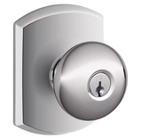 Schlage Plymouth Keyed Entry Single Cylinder Door Knob Set with Decorative Greenwich Trim