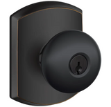 Schlage Plymouth Keyed Entry Single Cylinder Door Knob Set with Decorative Greenwich Trim