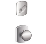 Schlage Plymouth Interior Pack Knob Set with Single Cylinder Deadbolt and Decorative Greenwich Rose - Exterior Handleset Sold Separately