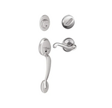 Schlage Plymouth Right Handed Sectional Single Cylinder Keyed Entry Handleset with Flair Lever