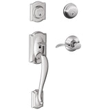Schlage Camelot Right Hand Double Cylinder Handleset with Accent Interior Lever from the F-Series