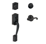 Schlage Camelot Left Hand Double Cylinder Handleset with Flair Interior Lever from the F-Series