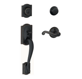 Schlage Camelot Right Hand Double Cylinder Handleset with Flair Interior Lever from the F-Series