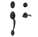 Schlage Left Handed Plymouth Double Cylinder Handleset with Flair Interior Lever from the F-Series