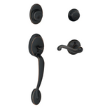 Schlage Right Handed Plymouth Double Cylinder Handleset with Flair Interior Lever from the F-Series