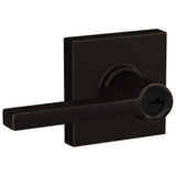 Schlage Latitude Single Cylinder Keyed Entry Storeroom Door Lever Set with Decorative Collins Rosette from the F-Series