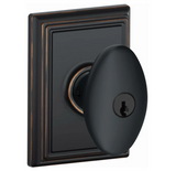 Schlage Residential F80 - Storeroom Lock - Siena Knob, C Keyway with 16211 Latch and 10063 Strike - Andover Rose