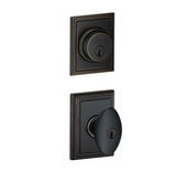 Schlage Siena Single Cylinder Keyed Entry Door Knob Set and Addison Deadbolt Combo with Addison Rose
