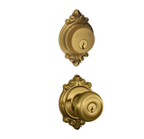 Schlage Georgian Single Cylinder Keyed Entry Door Knob Set and Brookshire Deadbolt Combo with Brookshire Rose