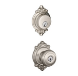 Schlage Georgian Single Cylinder Keyed Entry Door Knob Set and Brookshire Deadbolt Combo with Brookshire Rose