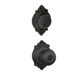 Schlage Georgian Single Cylinder Keyed Entry Door Knob Set and Brookshire Deadbolt Combo with Brookshire Rose