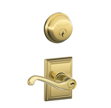 Schlage Flair Single Cylinder Keyed Entry Door Lever Set and Deadbolt Combo with Addison Rose