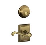 Schlage Flair Single Cylinder Keyed Entry Door Lever Set and Deadbolt Combo with Addison Rose