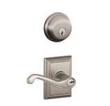 Schlage Flair Single Cylinder Keyed Entry Door Lever Set and Deadbolt Combo with Addison Rose