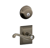 Schlage Flair Single Cylinder Keyed Entry Door Lever Set and Deadbolt Combo with Addison Rose