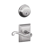 Schlage Flair Single Cylinder Keyed Entry Door Lever Set and Deadbolt Combo with Addison Rose