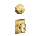 Schlage Siena Single Cylinder Keyed Entry Door Knob Set and Deadbolt Combo with Addison Rose