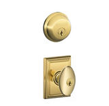 Schlage Siena Single Cylinder Keyed Entry Door Knob Set and Deadbolt Combo with Addison Rose