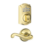 Schlage Camelot Single Cylinder Electronic Keypad Deadbolt with Passage Flair Lever