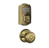 Schlage Camelot Single Cylinder Electronic Keypad Deadbolt with Passage Georgian Knob