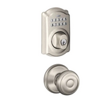 Schlage Camelot Single Cylinder Electronic Keypad Deadbolt with Passage Georgian Knob